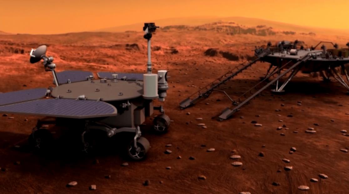 探测器和 "祝融号" 火星车在火星软着陆,成为世界上第二个登陆火星的